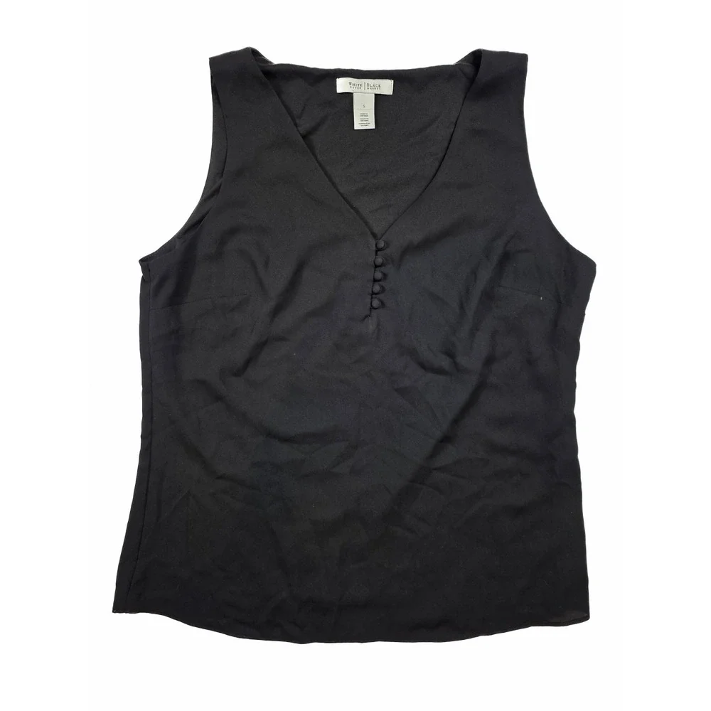 White House Black Market Black Sleveless V-Neck Top Women's Size Small - Picture 1 of 5